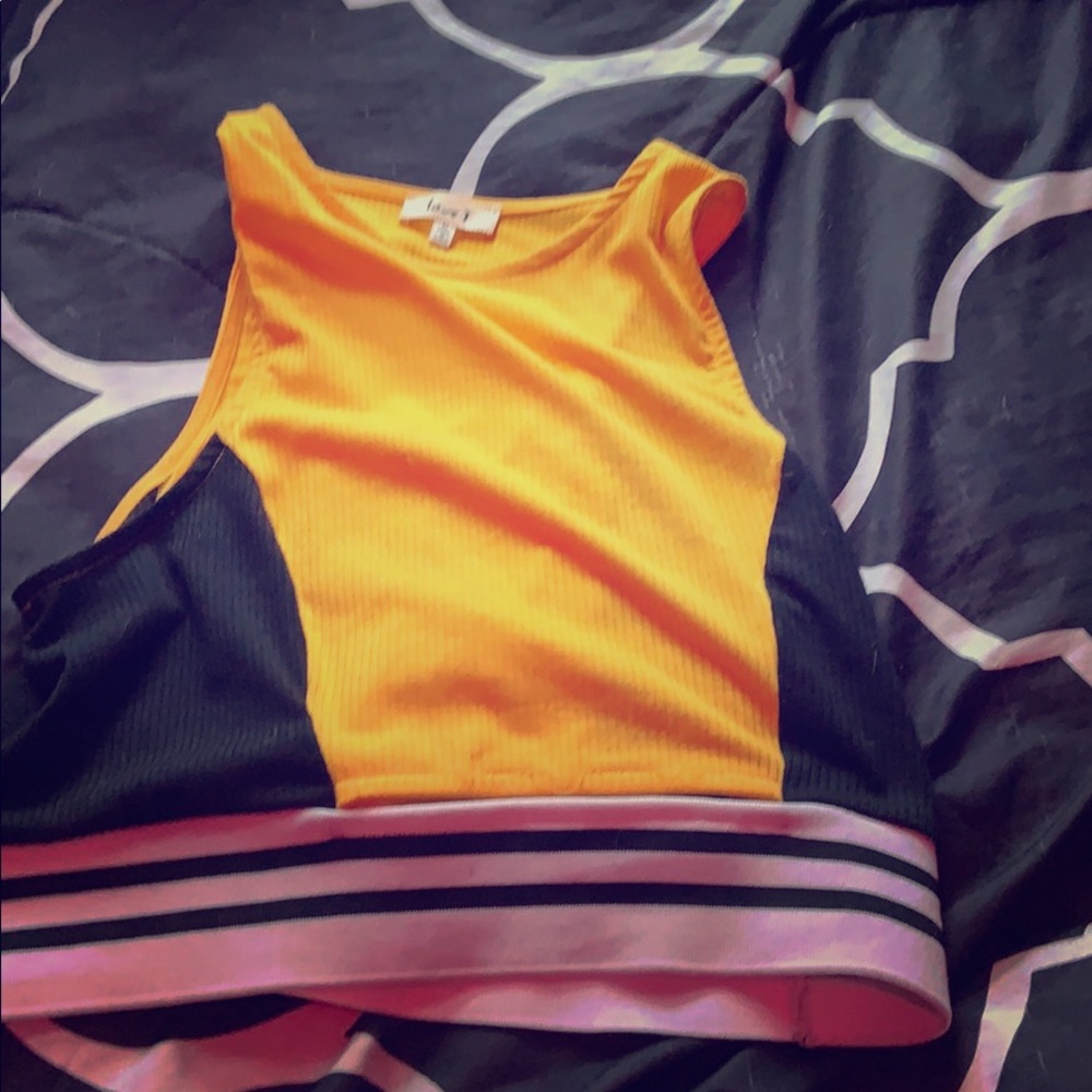 Yellow and Black Love J (Large) Croptop